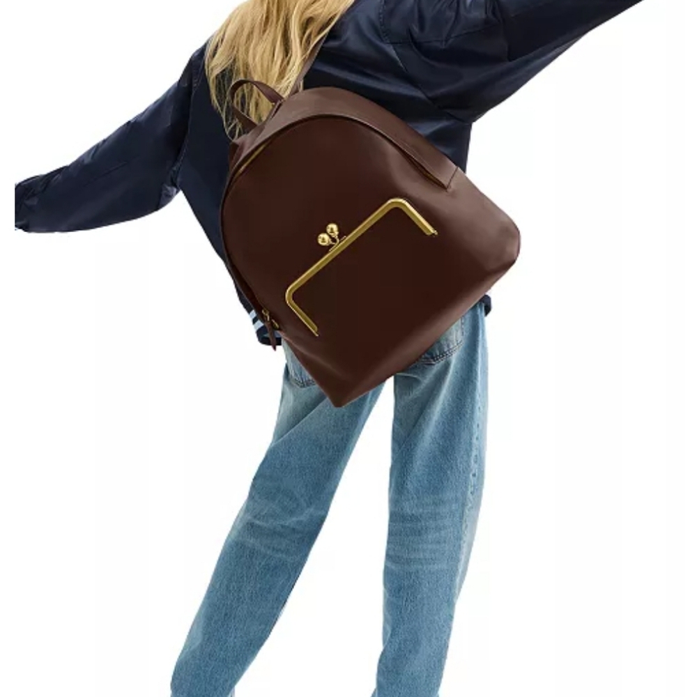 COACH Leather Kisslock Large Frame Backpack - Picture 14 of 14